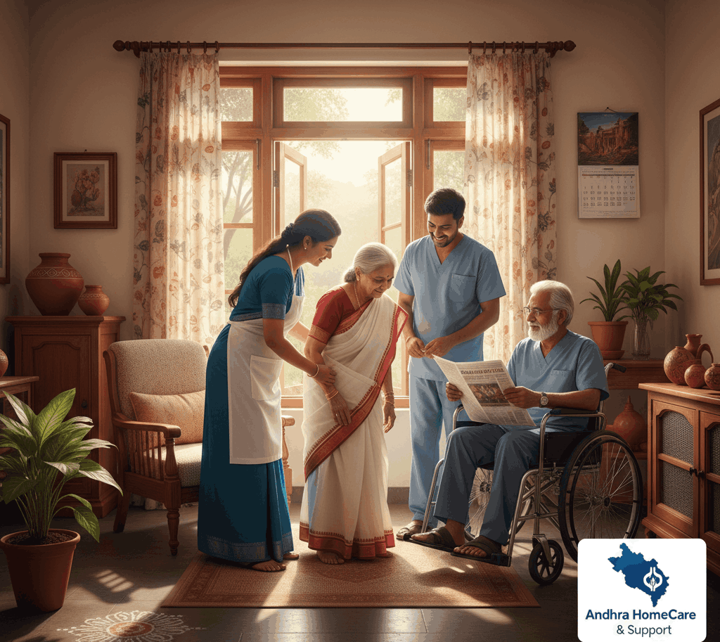 Professional elderly care services at home by trained caregivers in Visakhapatnam