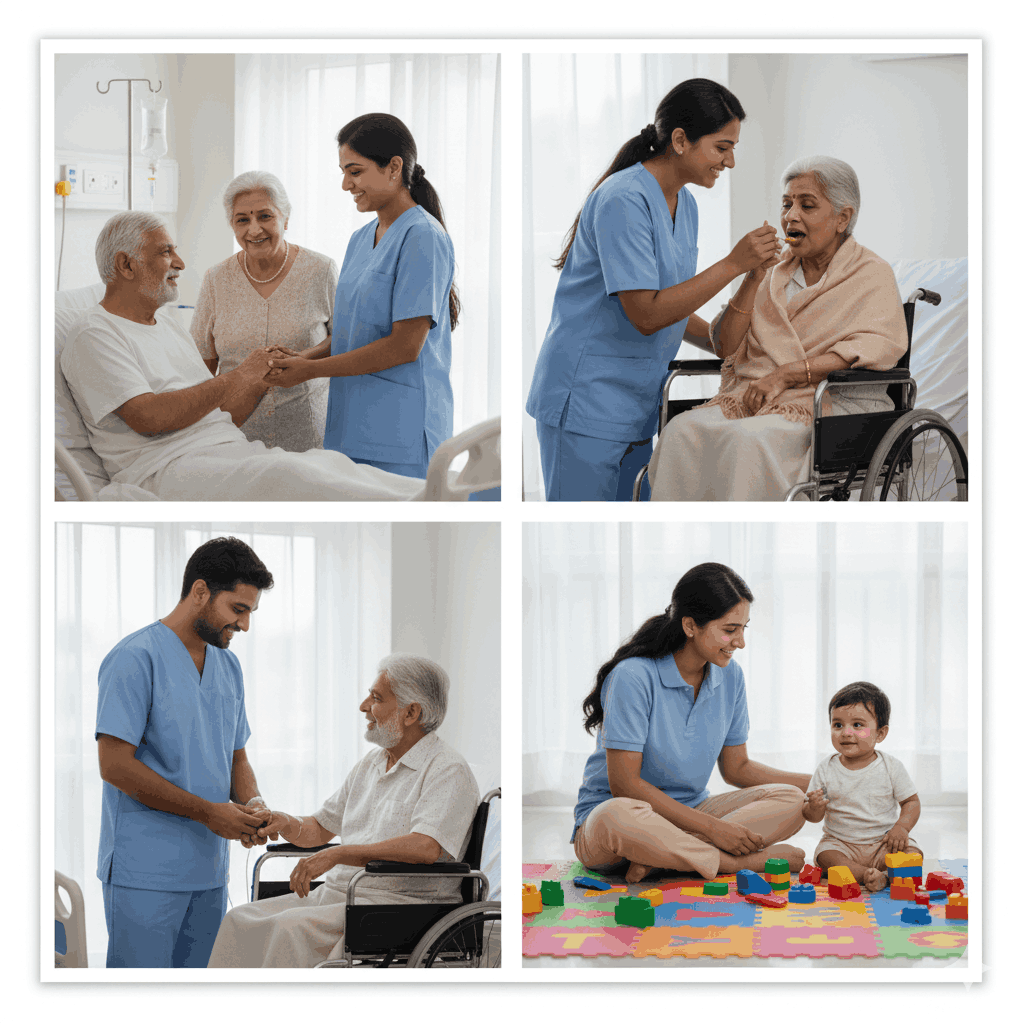 Professional home care caregivers providing elderly and patient care at home in Visakhapatnam